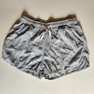 Marine Layer Striped Drawstring Shorts Blue/Gray Pinstripes Hemp Eco Casual 2"